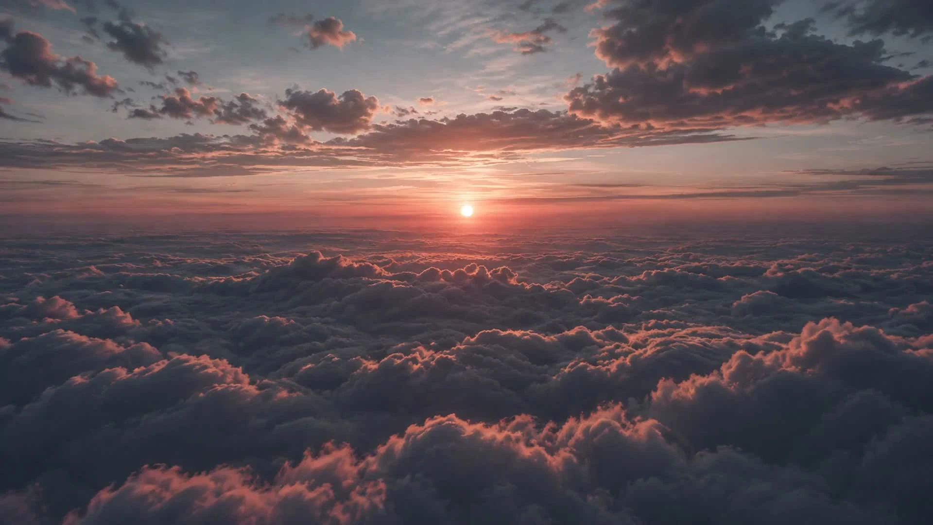 Sunrise above a sea of clouds